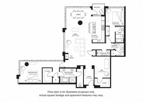 Floor plan for 2 beds, 2.5 baths, 2141 sqft